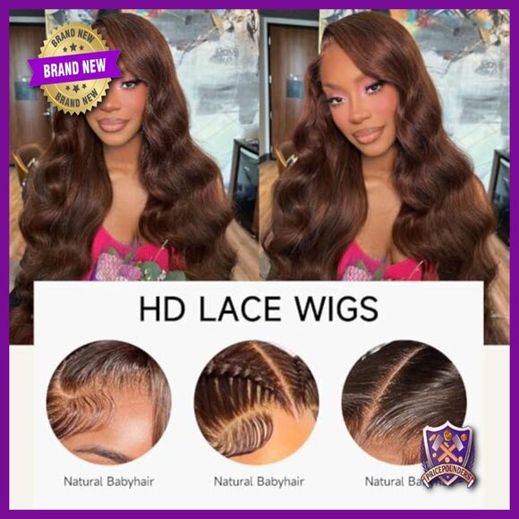 28 Inch HD Lace Front Wig Human Hair Body Wave Pre Plucked 200 Density main image 5